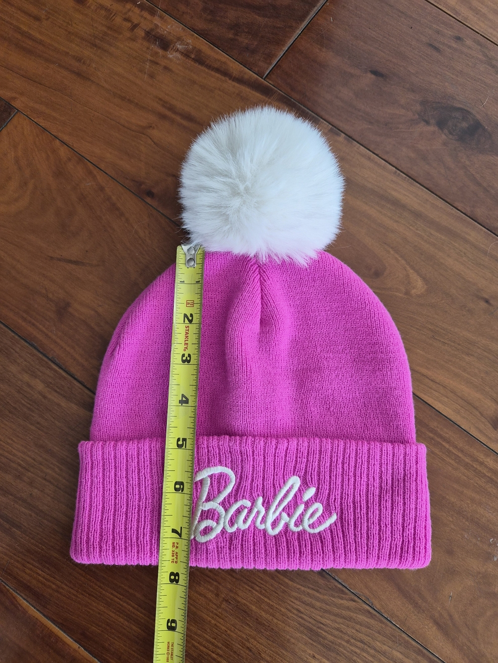 Barbie Girls Hot Pink Knit Beanie Pom Hat & Gloves Set - Picture 3 of 12